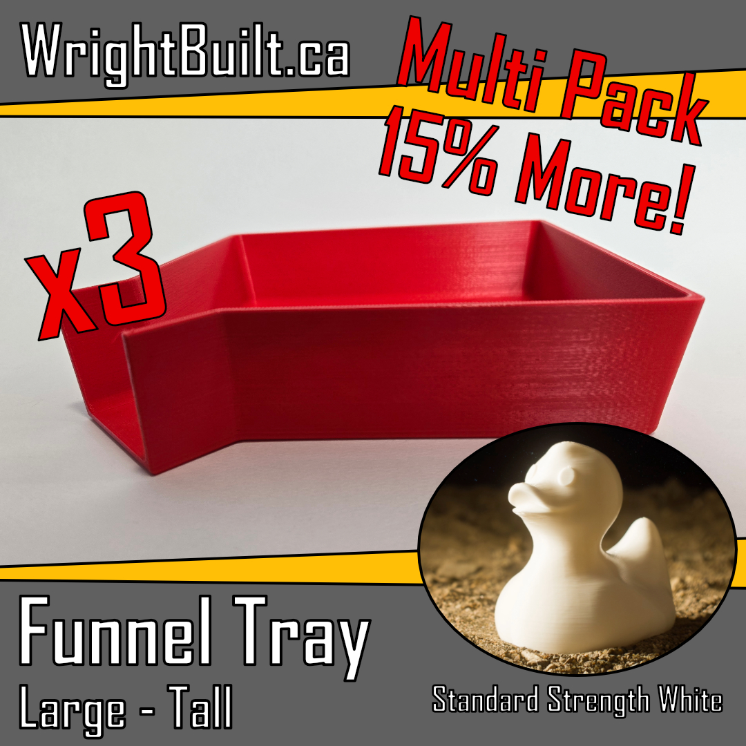 Funnel Tray - Large & Tall - Standard Strength White Plastic - Sorting & Organizing Tool - 3 Pack